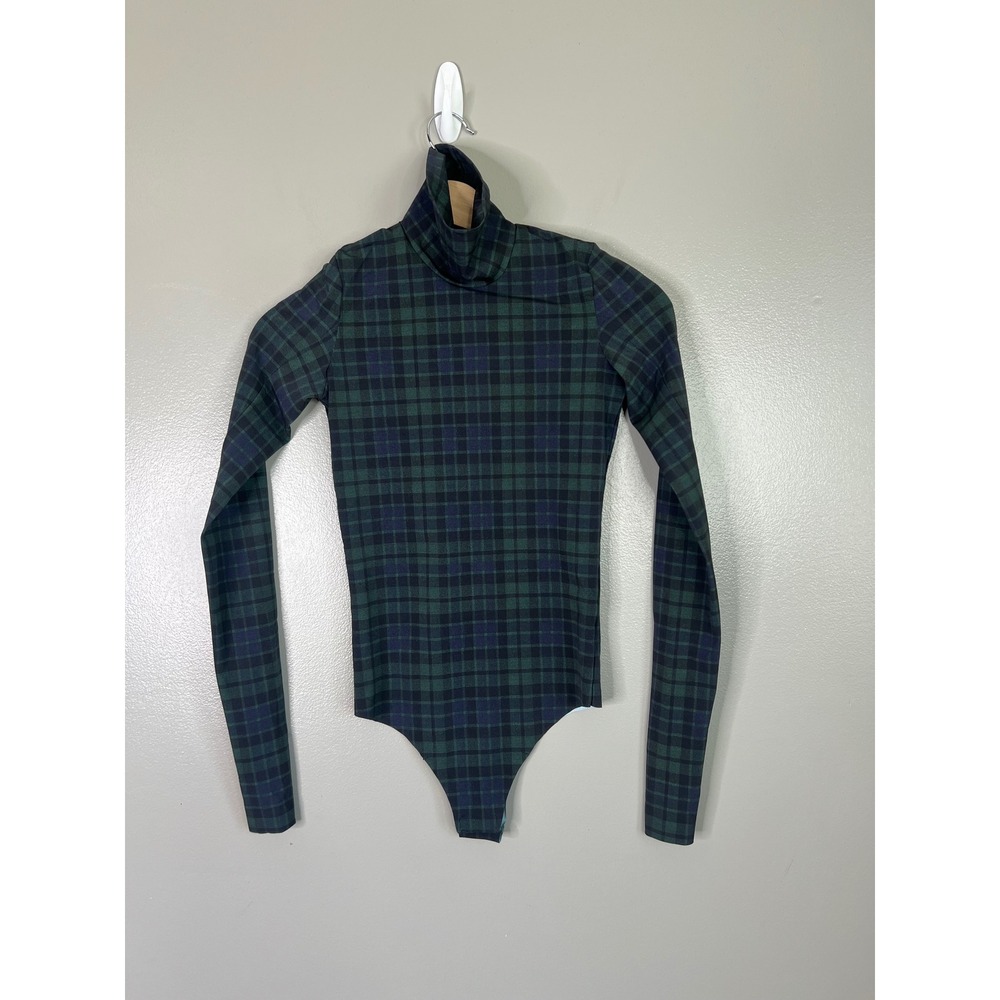 Commando‎ tartan long sleeve bodysuit size xs like new green blue modern